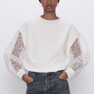 NWT Zara Contrasting Organza Top size L